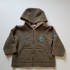 3Pommes Boys Hooded Coat 18M Fleece Lined Green